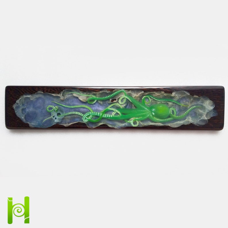 Hand-painted Kraken Keyboard Wrist Rest Green Kraken