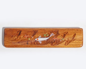 White Koi fish painting Wrist rest