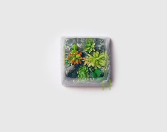 Handmade Succulents Resin Keycap, Artisan Keyboard Accessory