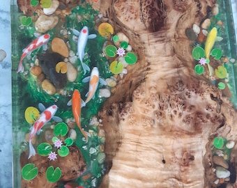 3d Koi fish painting resin table