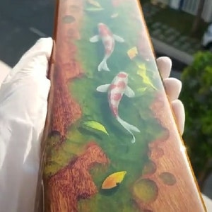 Green water Koi fish painting Wrist rest