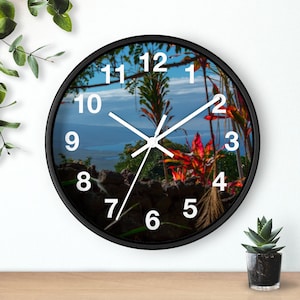 10&quot; Diameter Wall clock, Tropical Clock, Landscape Clock, Office Clock, Home Office Clock, Father&#39;s Day Gift, Pride