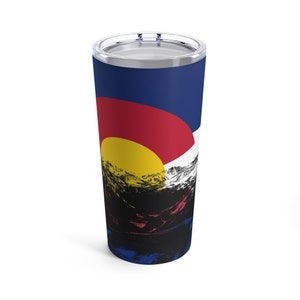 Colorado Flag with Mountains, Tumbler 20oz
