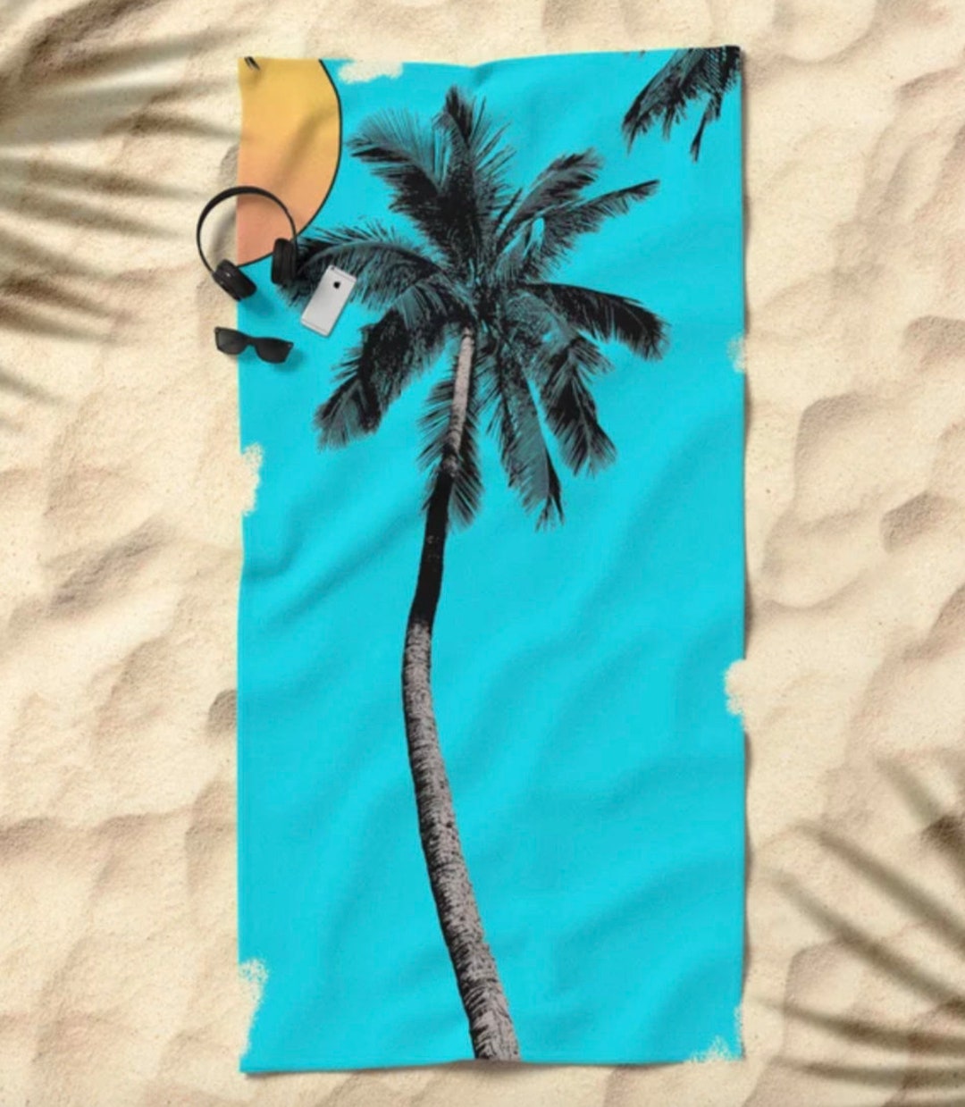 Tropical Palm Tree Beach Towel Etsy