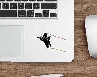 Fighter Jet with Smoke Trails Die-Cut Sticker