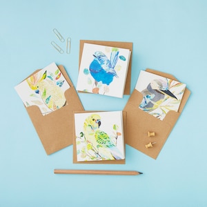Lot de 8 mini-cartes | Oiseaux indigènes australiens | Cartes de correspondance | Papier recyclé | Oiseaux indigènes | Oiseaux | Papeterie | Fabriqué en Australie