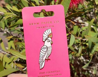 Pink Cockatoo Enamel Pin: Australian Bird Brooch
