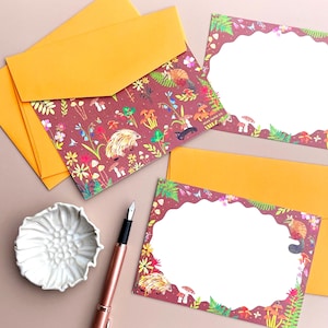 AUSTRALIAN WOODLAND | Lot de 4 | Notelet | Rédaction de lettres | Ensemble de correspondants | Animaux indigènes | Papeterie | Numbat | Échidné | Forêt
