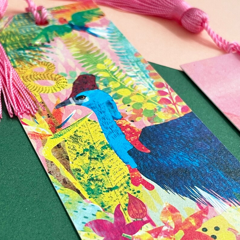 Rainforest Bookmark Illustrated Bookmark Daintree Jungle Travel Inspired Sustainable Bookmark Book Gift Book Lover Cassowary image 3