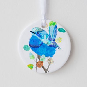 Splendid Fairy Wren | Ceramic Ornament | Ornament | Decoration | Hand Printed | Christmas Decoration | Australian Birds | Fairy Wren | Birds