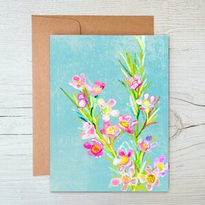 Geraldton Wax Flower, Australian Native Flowers - A6 Note Card