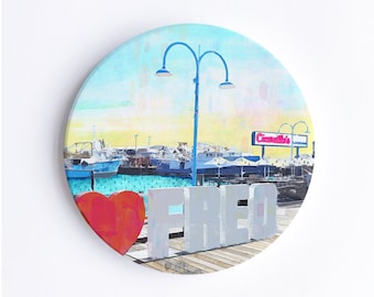 Love Freo | Ceramic Coaster | Fremantle | Tableware | Australian Made Gifts | Hand Printed | Fishing Boat Harbour | Western Australia | Freo