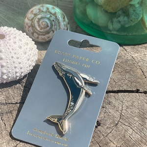 Humpback Whale Enamel Pin | Enamel Pin | Hard Enamel Pin | Pin Brooch | Lapel Pin | Humpback Whale | Ocean Gifts | Ocean | Sealife