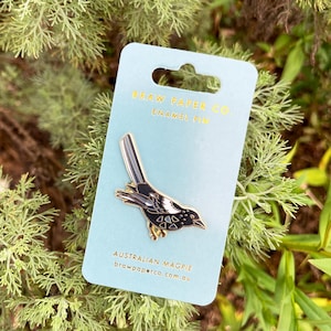 Australian Magpie Enamel Pin | Monochrome Bird Brooch | Native Wildlife Accessories | Bird Brooch