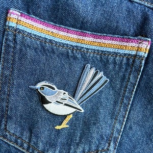 Willie Wagtail | Embroidered Patch | Embroidery Patches | Patches | Iron On Patch | Accessories | Bird | Australian Bird