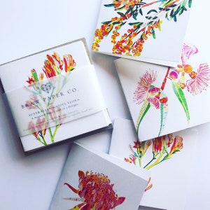 Lot de 8 mini-cartes | Fleurs indigènes australiennes | Cartes de correspondance | Flore indigène | Botanique | Papeterie | Fabriqué en Australie | Flore | Mini-cartes