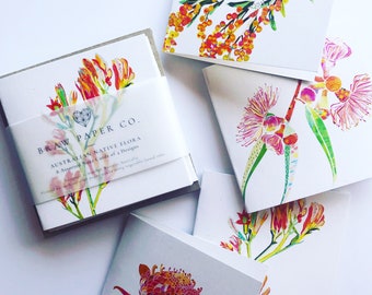 Mini Card Set of 8 | Australian Native Flowers | Note Cards | Native Flora | Botanical | Stationery | Australian Made | Flora | Mini Cards