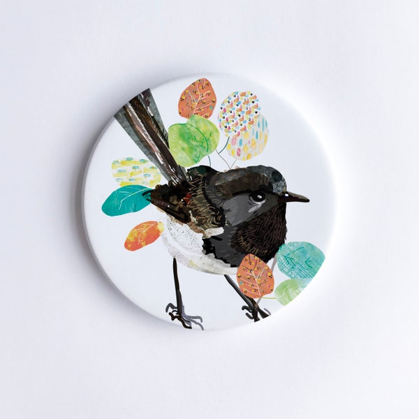 Willie Wagtail | Coaster | Native Birds | Australiana | Djitti Djitti | Australian Bird | Tableware Decor | Australian Made | Hand Printed