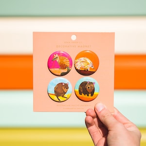 Australian Native Animal Magnet Set | Fridge Magnets | Quokka | Wombat | Echidna | Numbat | Native Animals | Magnet Set of 4