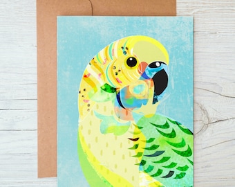 Budgerigar, Australian Native Birds - A6 Note Card