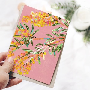 Acacia (Wattle), Australian Native Flowers - A6 Note Card