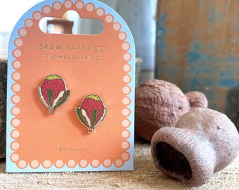 Banksia Enamel Studs | Native Australian Floral Jewellery | Wildflower Statement Accessories