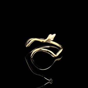 14k Solid Yellow Gold Wrap Around Snake Ring, Diamond Ring, Adjustable Snake Ring, Dainty Snake Ring, Minimalist, Dainty Ring, Gift, Jewelry