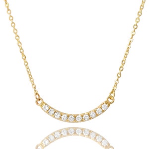 14k Diamond Smile Necklace, Minimalist Diamond Necklace, Gift For Her, Dainty Diamond Necklace, Wedding Jewelry, Bridesmaid Gifts