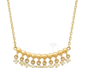 Collana in stile arabo pendente in oro massiccio 14K, gioielli in stile nuovo e alla moda, stile moderno e di lusso, collana di dichiarazione, eleganza quotidiana