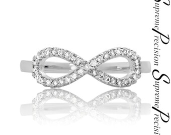 Anello con diamante infinito 14k, anello infinito delicato, anello minimalista, anello di promessa, anello impilabile, regalo per lei, regalo di San Valentino