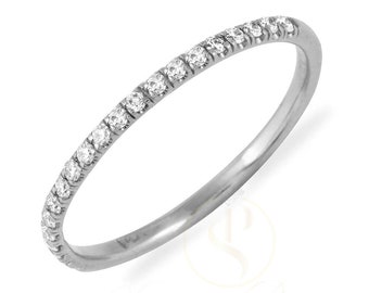 14k/18K Halfway U Pave Band, Fascia di lusso, Pave Band, Anello di fidanzamento, Fasce impilabili, Gioielli da sposa, Regalo di anniversario, Gioielli personalizzati