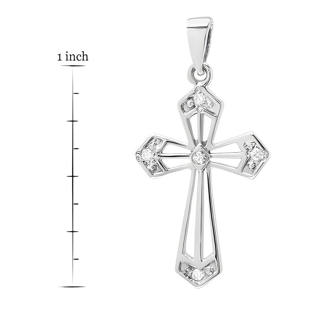 14k Diamond Gold Cross Necklace Gold Religious Cross, Religious