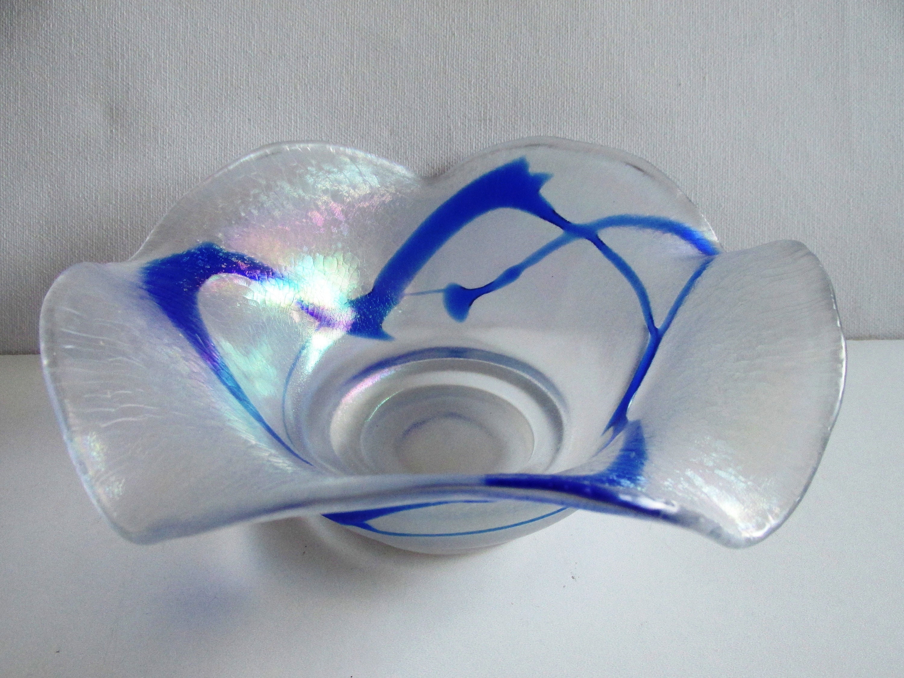 Poschinger Art Glass Germany Fleur Iridescent Vase Bowl