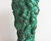 Vintage Art Deco Czech Bohemian Malachite Jade Pressed glass Vase by HLOUSEK Perfect condition