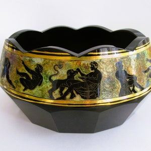 Antique HAIDA MOSER Theodor Bienert Bohemian glass Vase Bowl Art Deco Signed