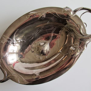 WMF Antique Art Nouveau Silver Plated Dish Centerpiece Jugendstil Germany Marked. Dragonfly