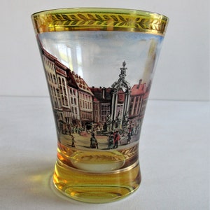 Anton Kothgasser style Antique Bohemian Glass Beaker Hand-painted 1900s Wien Hoher Markt 1770 Vienna