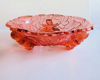 レアな1930年代製、チェリーのアンティーク花瓶フロストガラス