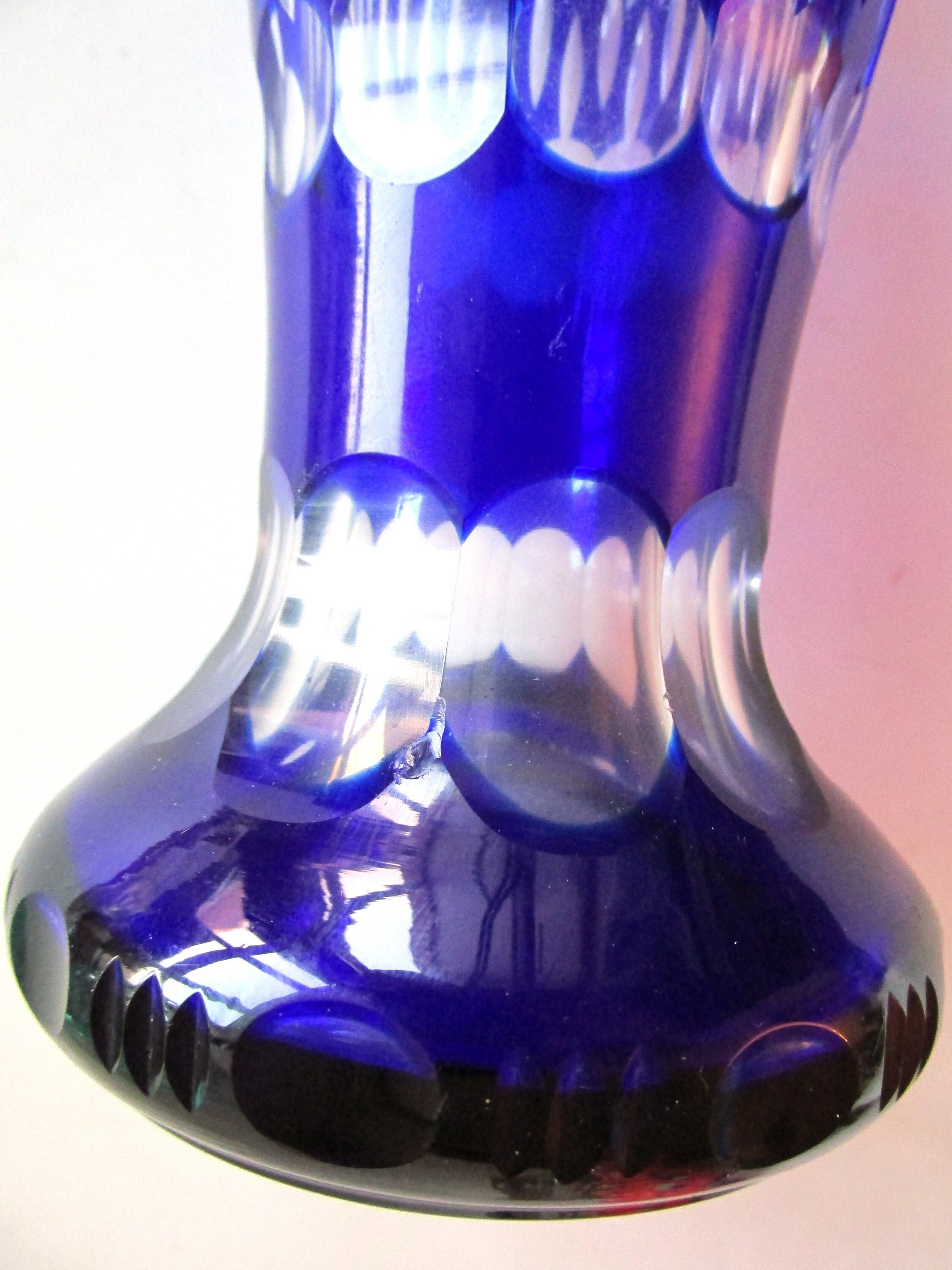 Czech/ Bohemian Art Deco Cobalt Blue Cut to Clear CRYSTAL