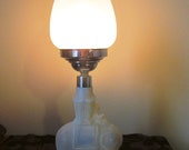 French Art Deco Opalescent Glass Elephant Table Lamp