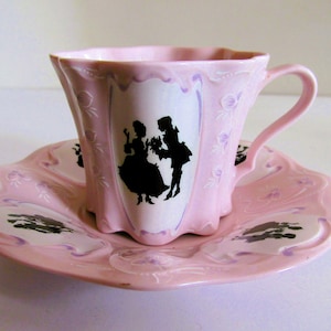 Haas & Czjzek Coffee Cup Saucer Pink Porcelain Czechoslovakia Perfect condition Not used
