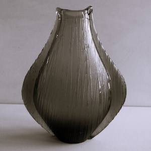 Vintage Retro Czech/Bohemian Acid Etched Smoky Glass Vase Miroslav Klinger ZBS 1970s