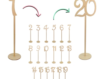 Rustic Wooden Table Numbers with Holder | Wedding & Events