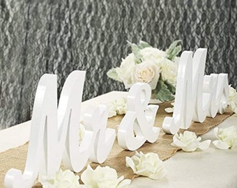 Rustic Mr and Mrs Wedding Table Sign | Freestanding Wooden Letters