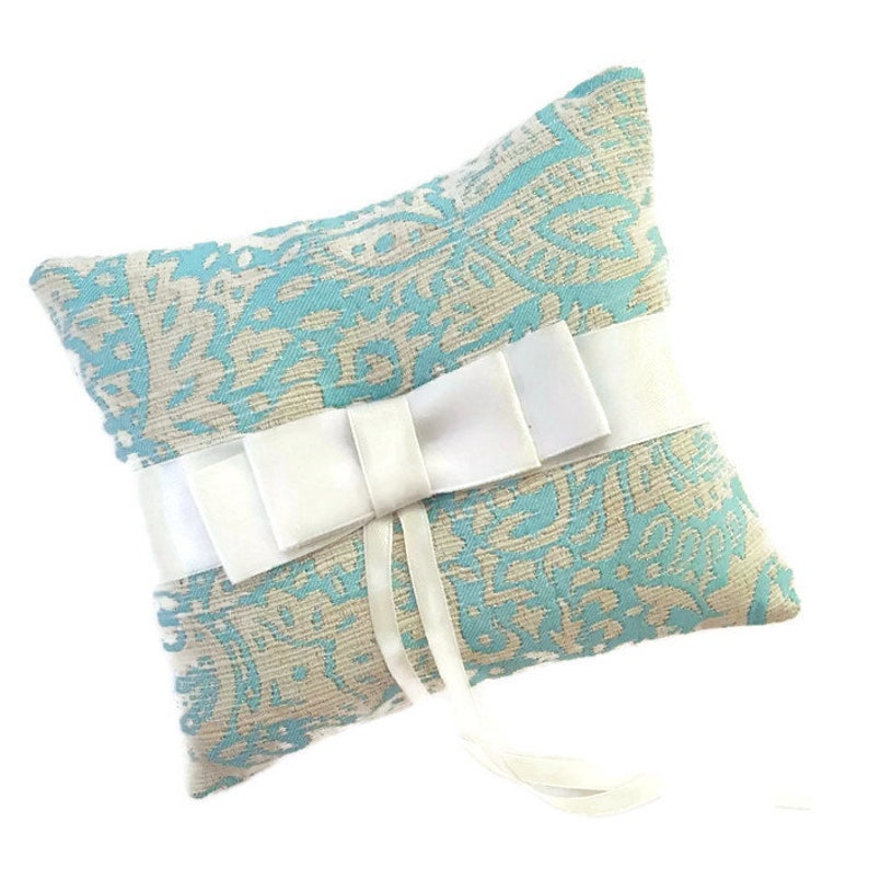 Something Blue Wedding Ring Pillow Winter Wedding Lace Bearer Ring Pillow Something Blue for Bridal Embroidered Wedding Rings Pillow