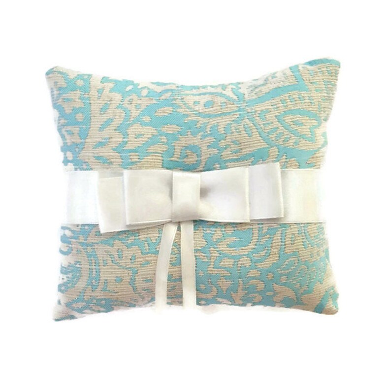 Something Blue Wedding Ring Pillow Winter Wedding Lace Bearer Ring Pillow Something Blue for Bridal Embroidered Wedding Rings Pillow