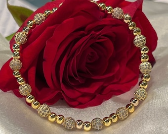 Bracelet scintillant rempli d'or cz : bijoux boule disco scintillants