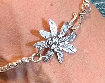 Karen Hill Tribe Pure Silver Bead Bracelet: Sterling Flower Clasp