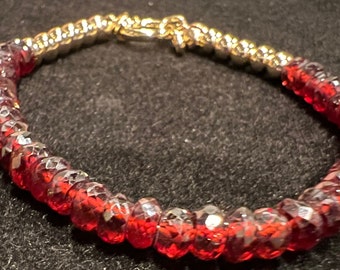 Vintage Garnet Bracelet: Gold Filled Clasp, January Birthstone