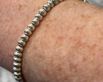 Karen Hill Tribe Silver Bead Bracelet: Vintage Turquoise Charm, Sterling Clasp